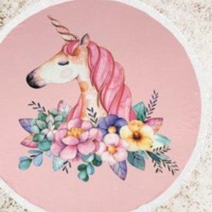 UNICORN FLORAL ROUND TOWEL